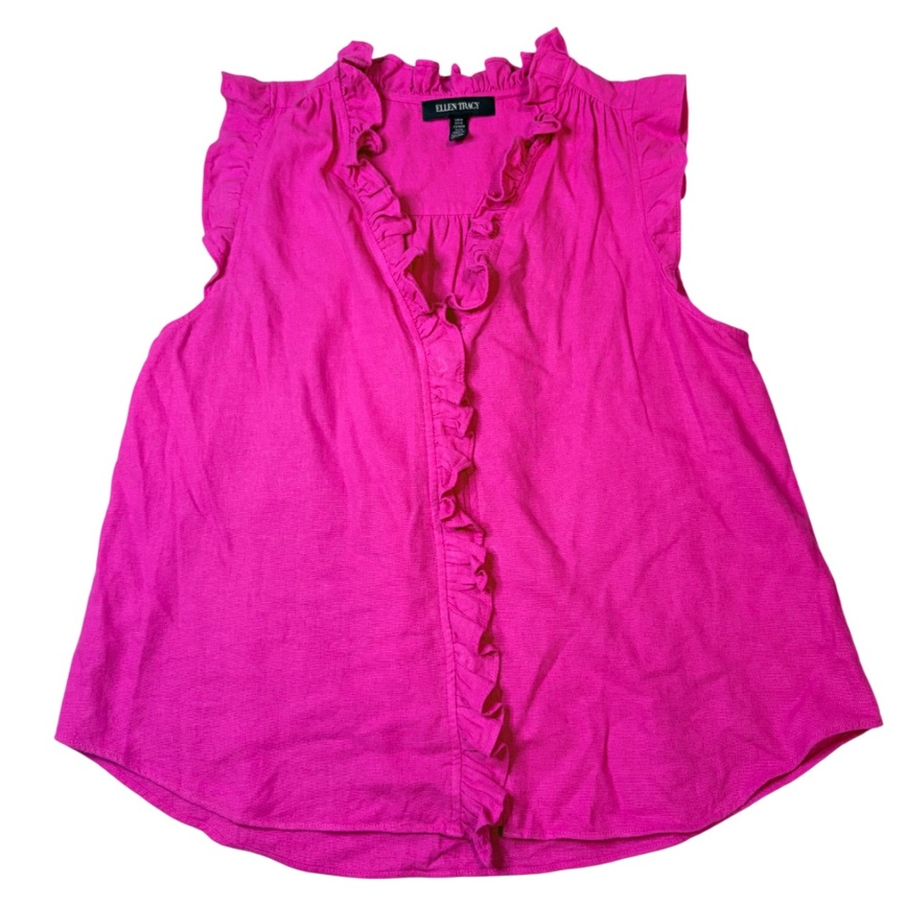 Ellen Tracy Medium Pink Linen Top